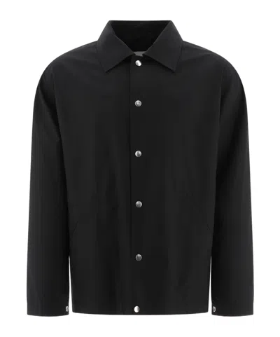 JIL SANDER JIL SANDER LOGO PRINTED PRESS-STUD OVERSHIRT
