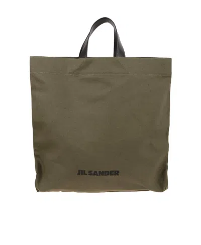 Jil Sander Logo Printed Tote Bag In Green