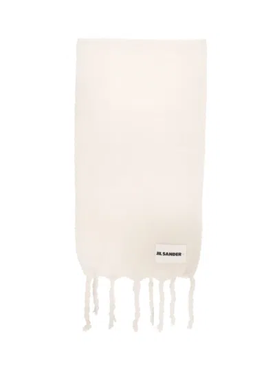 Jil Sander Logo Scarf In Neutral
