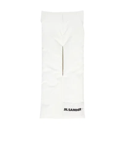 Jil Sander Logo Scarf In White