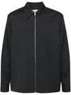 Jil Sander Black Zip-up Shirt With Contrasting Stitching In Tech Fabric Man