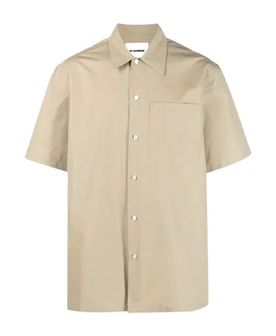 Jil Sander Logo Short Sleeve Shirt In Neutral