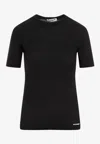 Jil Sander Logo Cotton Jersey T-shirt In Nero