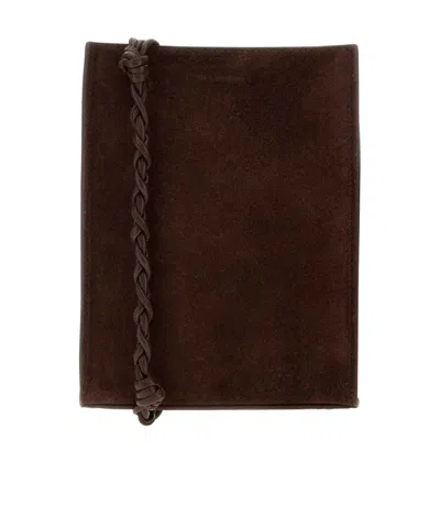 Jil Sander Tangle Suede Shoulder Bag In Brown