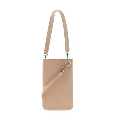 Jil Sander Logo Shoulder Bag In Nude
