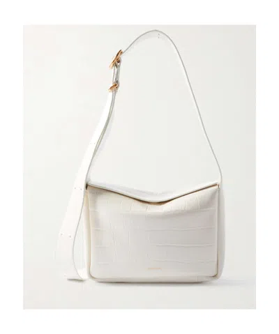 Jil Sander Flap Small Leather Messenger Bag In White