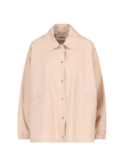 Jil Sander Logo Single-breasted Jacket In Beige