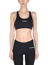 Jil Sander Black Sports Bra With Logo Lettering On The Front In Tech Fabric Stretch Woman