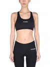 Jil Sander Black Sports Bra With Logo Lettering On The Front In Tech Fabric Stretch Woman In Black