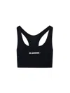 Jil Sander Black Sports Bra With Logo Lettering On The Front In Tech Fabric Stretch Woman In Black  