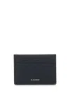 Jil Sander Logo Detail Leather Card Holder In Black