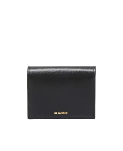 Jil Sander Gold-tone Logo Cardholder In Black