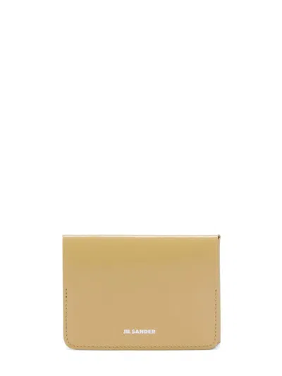 Jil Sander Logo-stamp Leather Card Holder In Yellow
