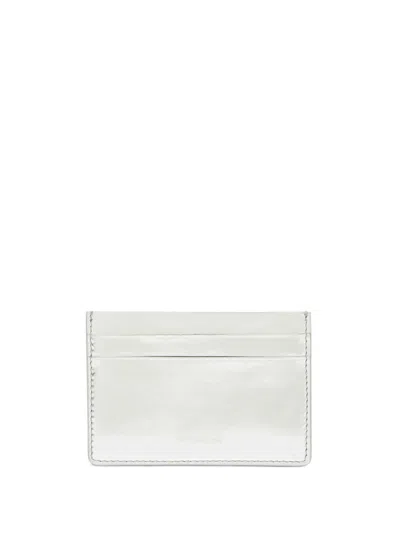 Jil Sander Logo-stamp Leather Cardholder In Grey