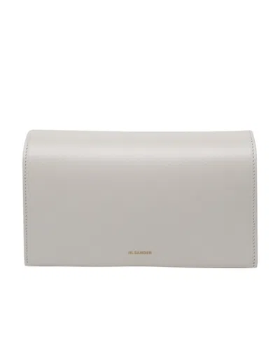 Jil Sander Logo-stamp Leather Shoulder Bag In Gray