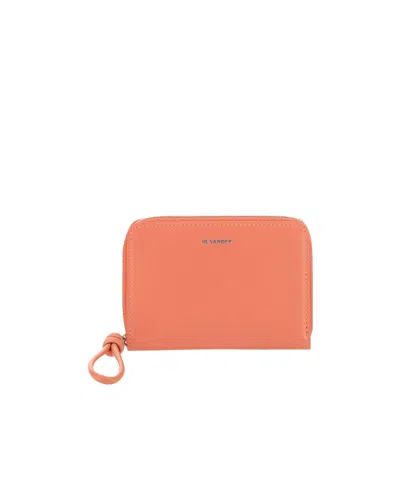 Jil Sander Logo-stamp Leather Wallet In Pink