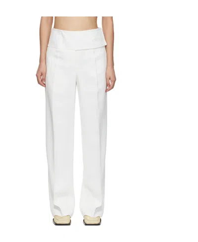 Jil Sander Logo Straight Casual Pants In White
