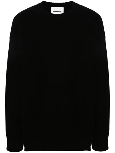 Jil Sander Side-slits Wool Jumper In Black