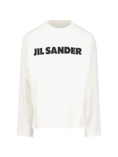 Jil Sander Logo Sweater In Natural