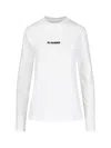 Jil Sander Crew Neck Long Sleeve Boxy Fit Printed Logo Sweatshirt In White