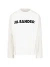 Jil Sander Men White Crewneck Sweatshirt With Contrasting Logo Print At The Front In Cotton Man In White