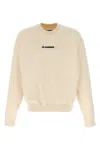 Jil Sander Crew Neck Sweatshirt With Signature Logo In Neutral