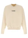 Jil Sander Logo Print Crewneck Sweatshirt In Beige