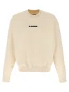 Jil Sander Logo Print Crewneck Sweatshirt In Beige