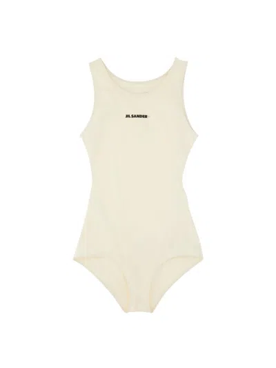 Jil Sander Logo Swim Costume For Women In White