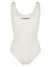 Jil Sander Logo Printed One-piece Swimsuit In White