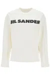Jil Sander Crew Neck Long Sleeves T-shirt With Ribbed Collar And Printed Logo On The Front Clothing In 102