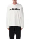 Jil Sander Men White Crewneck Sweatshirt With Contrasting Logo Print At The Front In Cotton Man In White