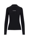 Jil Sander Long-sleeved Tech Fabric Top With Printed Logo In Black  