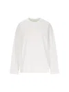 Jil Sander White Cotton Jersey Sweashirt With Embossed Logo In Crema