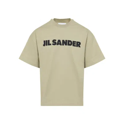 Jil Sander Beige Crewneck Logo T-shirt In Gold