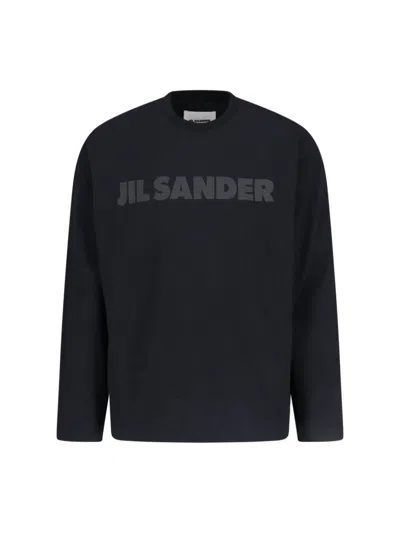 Jil Sander Relaxed-fit Cotton T-shirt With Tonal Logo Print In Black