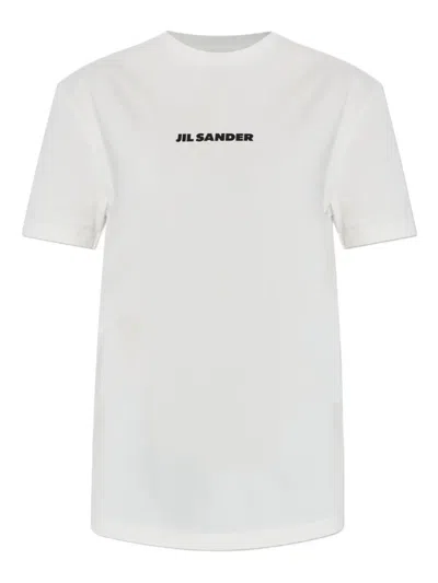 Jil Sander Short-sleeve T-shirt With Centered Logo Detail In White