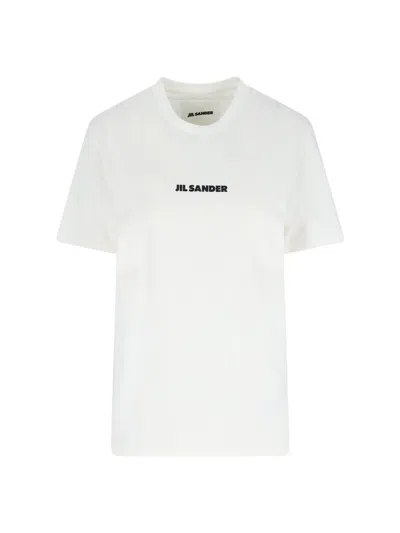 Jil Sander Short-sleeve T-shirt With Centered Logo Detail In White