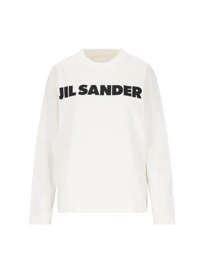 Jil Sander Logo T-shirt In Bianco