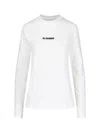 Jil Sander Crew Neck Long Sleeve Boxy Fit Printed Logo Sweatshirt In White