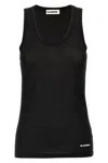 Jil Sander Black Crewneck Sleeveless Top In Cotton Woman