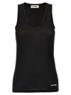 Jil Sander Black Crewneck Sleeveless Top In Cotton In Black