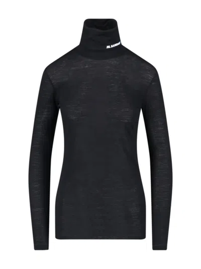 JIL SANDER JIL SANDER LOGO TURTLENECK – BLACK