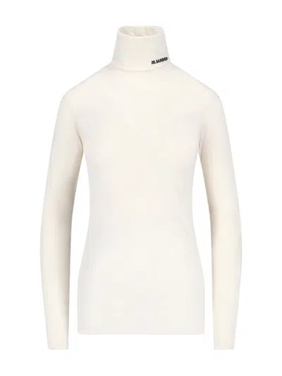 JIL SANDER JIL SANDER LOGO TURTLENECK – CREAM
