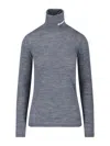 Jil Sander Long Sleeve Top With Funnel Neckline In Gray