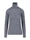 Jil Sander Long Sleeve Top With Funnel Neckline In Gray