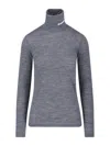 Jil Sander Long Sleeve Top With Funnel Neckline In Gray