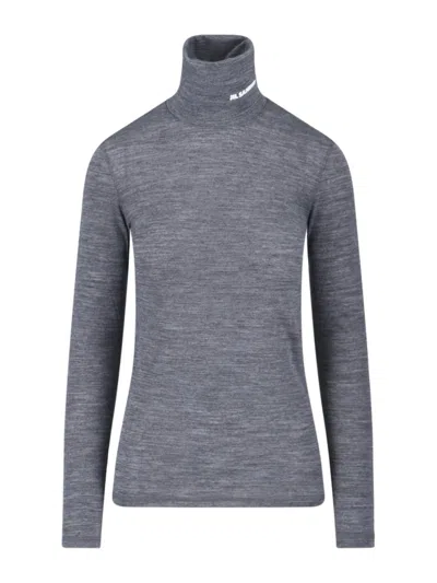 JIL SANDER JIL SANDER LOGO TURTLENECK SWEATER – GREY