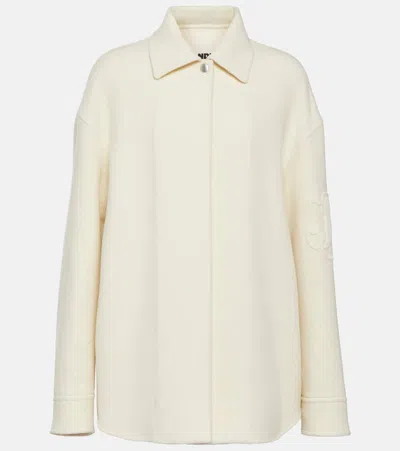 Jil Sander Logo Virgin Wool Coat In White
