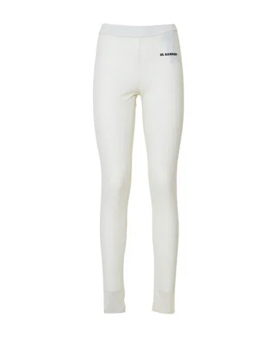 Jil Sander Logo Wool Leggings In White